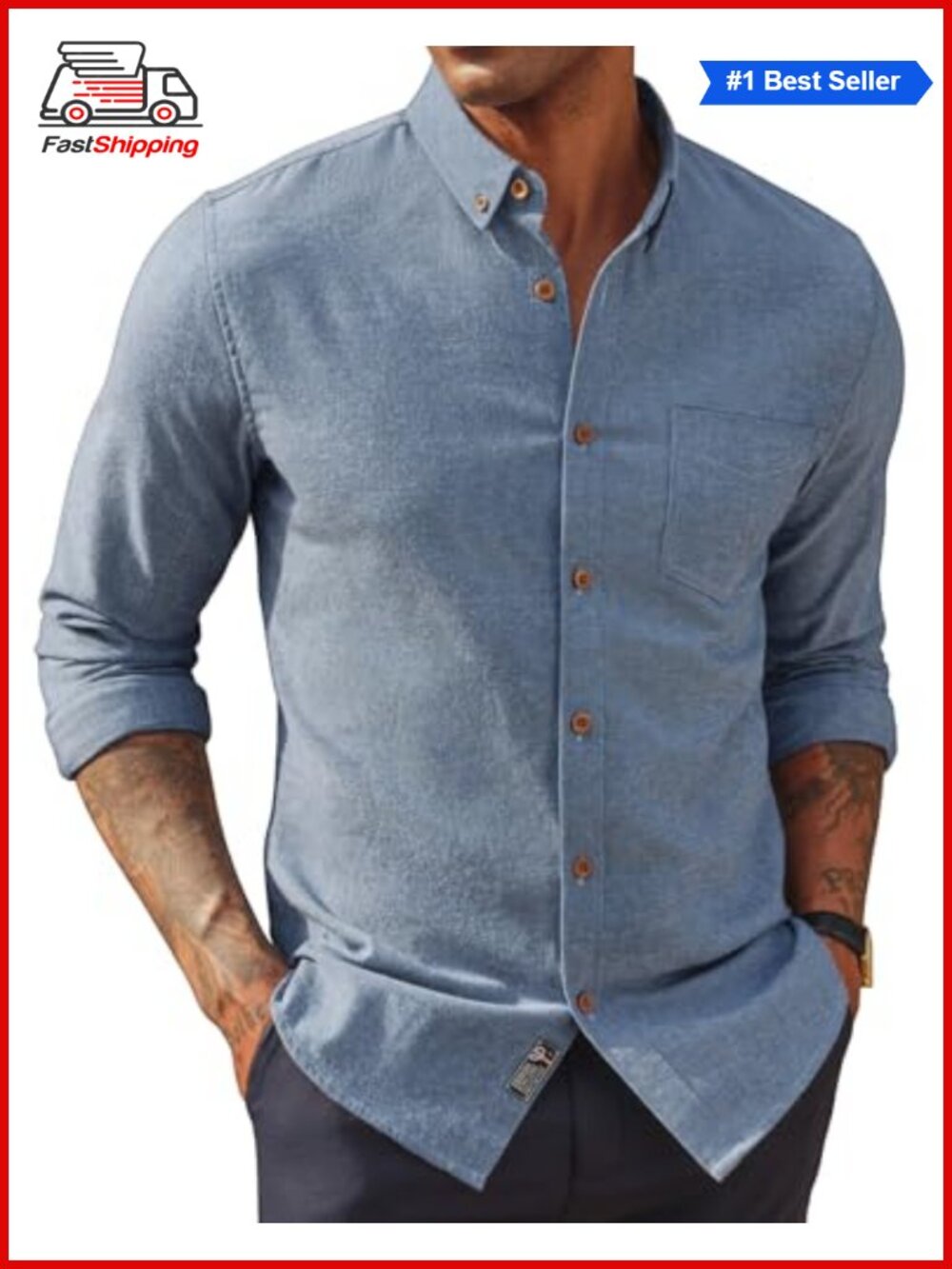 ✨PJ PAUL JONES Men's Linen Button Down Business Casual Shirt